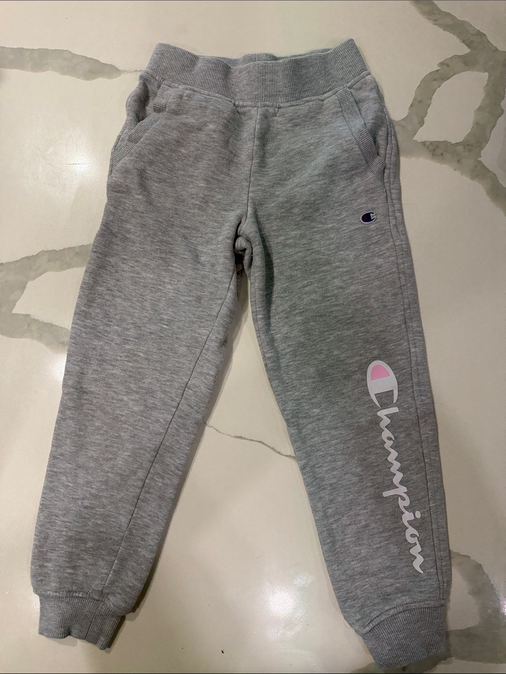 Champion Kids Gray Joggers with Pink Logo Accent